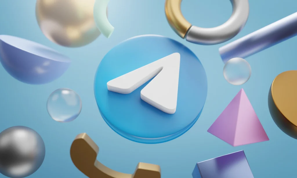telegram logo around 3d rendering abstract shape background 11zon