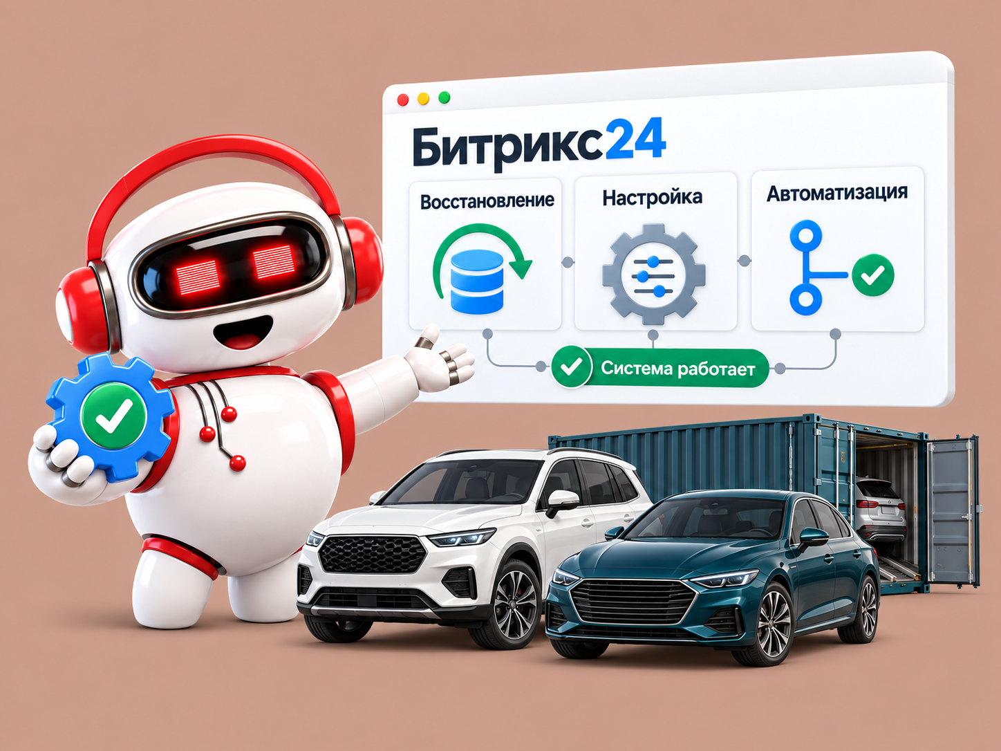 Восстановление и оптимизация Битрикс24 для компании по привозу автомобилей